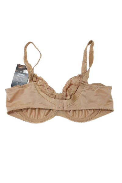 Simone Perele Womens Sheer Lace Cup Bra & Underwire Bra Set Beige Size 42C/40B