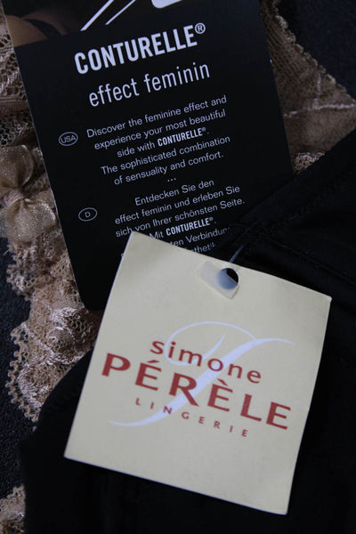 Simone Perele Womens Sheer Lace Cup Bra & Underwire Bra Set Beige Size 42C/40B