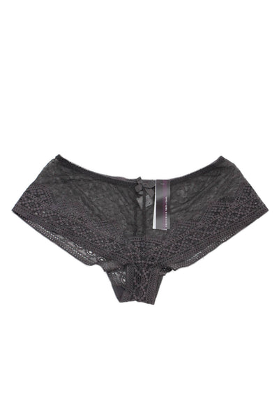 Princesse Tam Tam Womens Sheer Lace Bow Accent Panties Set Black/Gray Size 2