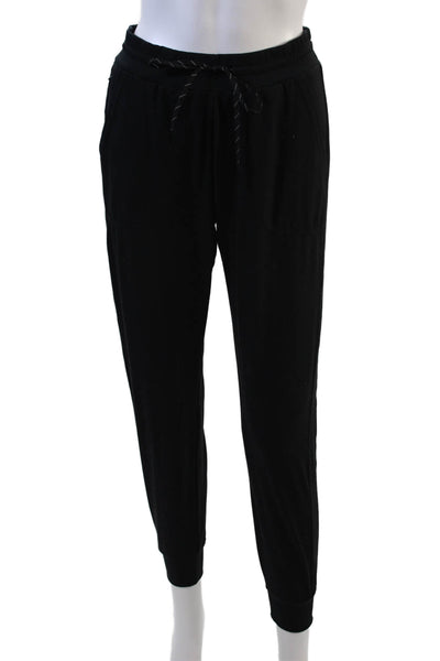 Zella Womens Textured Elastic Waistband Cuff Bottom Casual Pants Black Size S