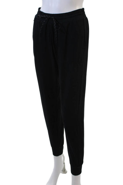 Zella Womens Textured Elastic Waistband Cuff Bottom Casual Pants Black Size S