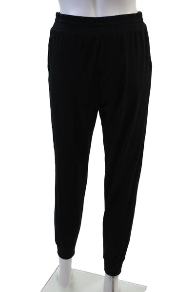 Zella Womens Textured Elastic Waistband Cuff Bottom Casual Pants Black Size S