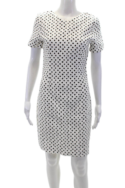 Band Of Outsiders Womens Cotton Short Sleeve Polka Dot Sheath Dress White Size 1