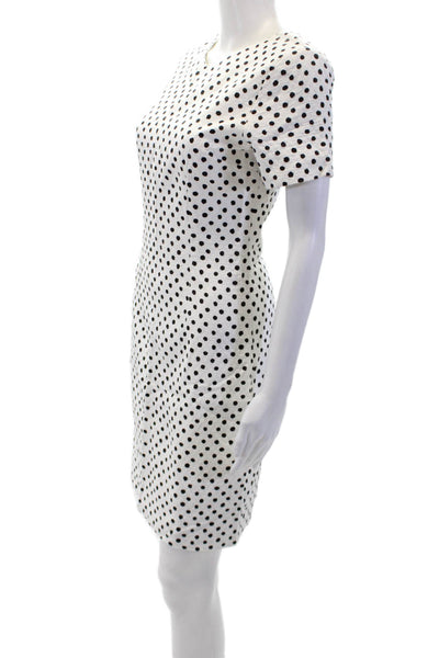 Band Of Outsiders Womens Cotton Short Sleeve Polka Dot Sheath Dress White Size 1