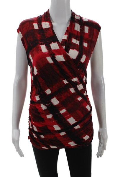 Michael Michael Kors Womens Textured Sleeveless V-neck Tank Top Red Size S