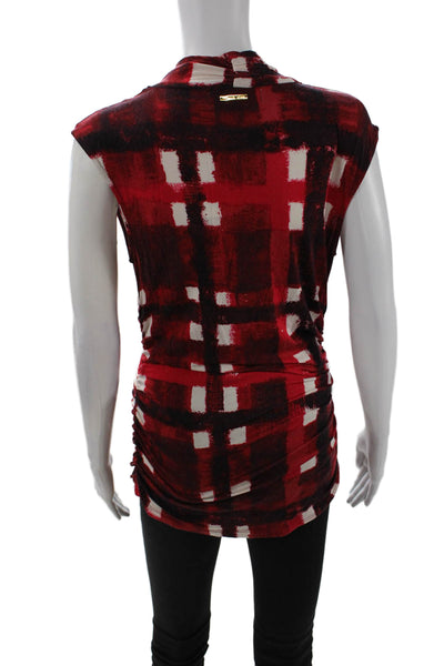 Michael Michael Kors Womens Textured Sleeveless V-neck Tank Top Red Size S