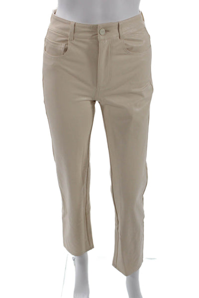 PAIGE Womens Stella Faux Leather Jeans - Ecru Size 24
