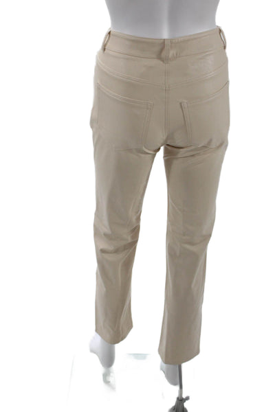 PAIGE Womens Stella Faux Leather Jeans - Ecru Size 24
