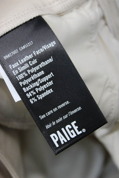 PAIGE Womens Stella Faux Leather Jeans - Ecru Size 24
