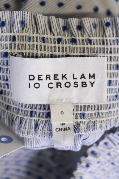 Derek Lam 10 Crosby Womens Off Shoulder Long Sleeve polka Dot Blouse Blue Size 0