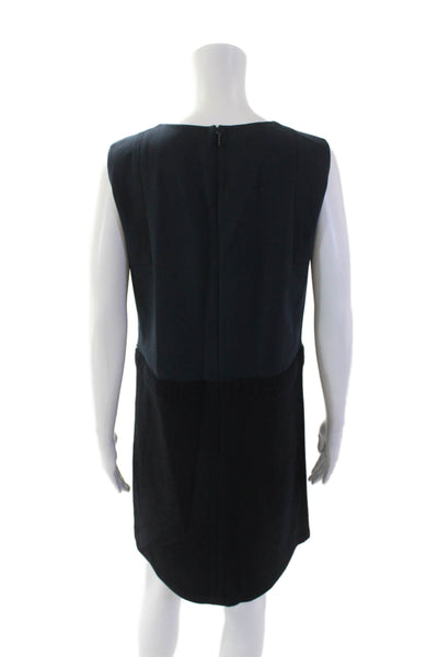 Lafayette 148 New York Womens Sleeveless Wool Combo Shift Dress Navy Size 4