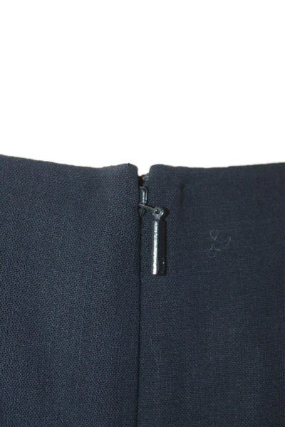 Lafayette 148 New York Womens Sleeveless Wool Combo Shift Dress Navy Size 4