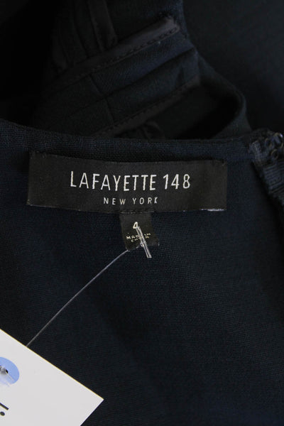 Lafayette 148 New York Womens Sleeveless Wool Combo Shift Dress Navy Size 4