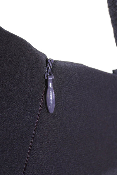 Akris Punto Womens Silk Square Neck Smocked Sheath Dress Dark Blue Size 6