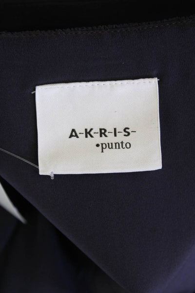 Akris Punto Womens Silk Square Neck Smocked Sheath Dress Dark Blue Size 6