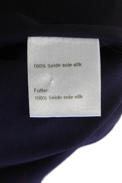 Akris Punto Womens Silk Square Neck Smocked Sheath Dress Dark Blue Size 6