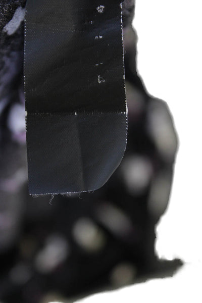 Anna Sui Womens Long Sleeve Floral Print Keyhole Shift Dress Black Size 4