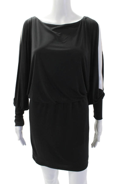 Tata Jolie Womens Long Sleeve Scoop Neck Lined Short Dress Black Size XS