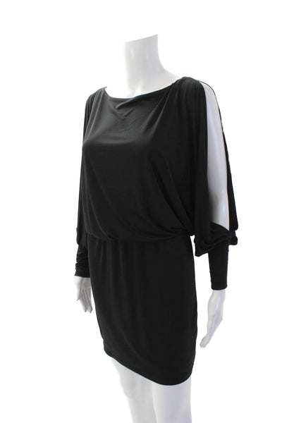 Tata Jolie Womens Long Sleeve Scoop Neck Lined Short Dress Black Size XS