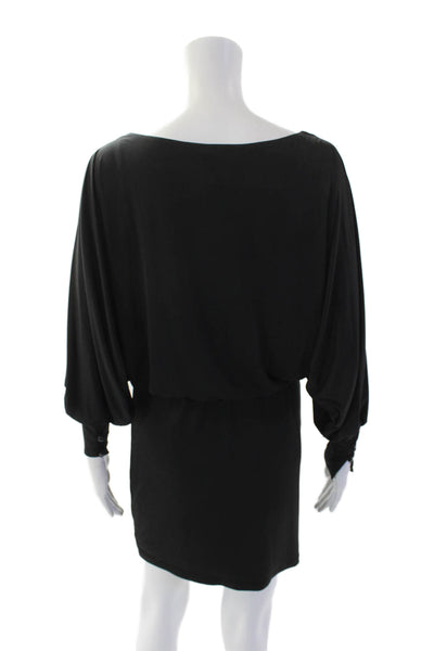 Tata Jolie Womens Long Sleeve Scoop Neck Lined Short Dress Black Size XS