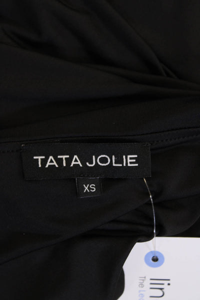 Tata Jolie Womens Long Sleeve Scoop Neck Lined Short Dress Black Size XS