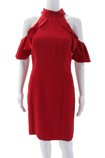 Amanda Uprichard Womens Sleeveless High Neck Lined Dress Red Size S