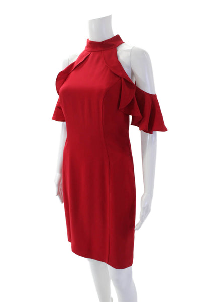 Amanda Uprichard Womens Sleeveless High Neck Lined Dress Red Size S