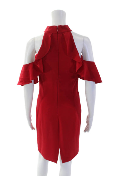 Amanda Uprichard Womens Sleeveless High Neck Lined Dress Red Size S