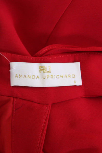 Amanda Uprichard Womens Sleeveless High Neck Lined Dress Red Size S