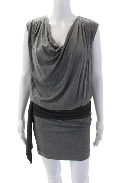 Nicole Miller Womens Sleeveless Scoop Neck Short Tie Front Dress Gray Size S