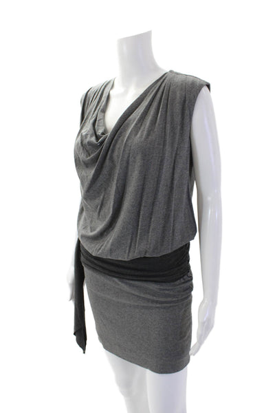 Nicole Miller Womens Sleeveless Scoop Neck Short Tie Front Dress Gray Size S