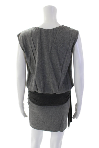 Nicole Miller Womens Sleeveless Scoop Neck Short Tie Front Dress Gray Size S
