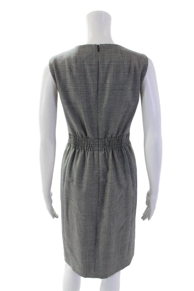 Akris Punto Womens Wool Sleeveless Houndstooth Print Pleated Dress Black Size 4