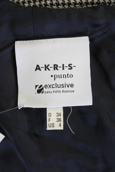 Akris Punto Womens Wool Sleeveless Houndstooth Print Pleated Dress Black Size 4