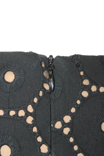 David Meister Womens Cotton Sleeveless Embroidered Sheath Dress Black Size 2