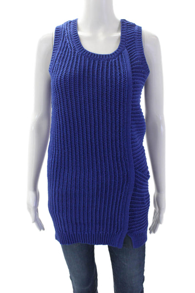 3.1 Phillip Lim Womens Cotton Sleeveless Ribbed Tank Sweater Blue size XS