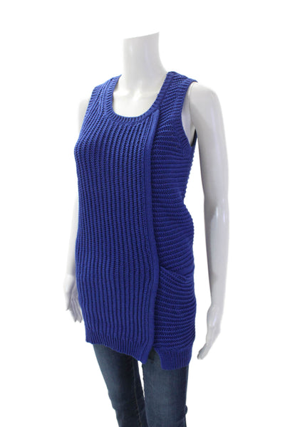 3.1 Phillip Lim Womens Cotton Sleeveless Ribbed Tank Sweater Blue size XS