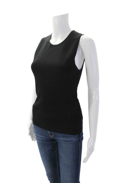 360 Sweater Womens Textured Round Neck Sleeveless Fitted Top Black Size M