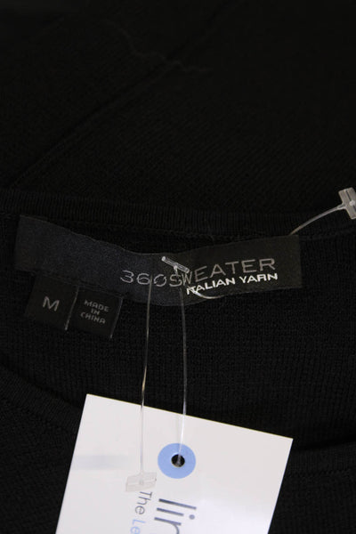 360 Sweater Womens Textured Round Neck Sleeveless Fitted Top Black Size M