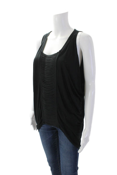 BCBGMAXAZRIA Womens Textured Rigid Open Front High Low Blouse Black Size 2XS