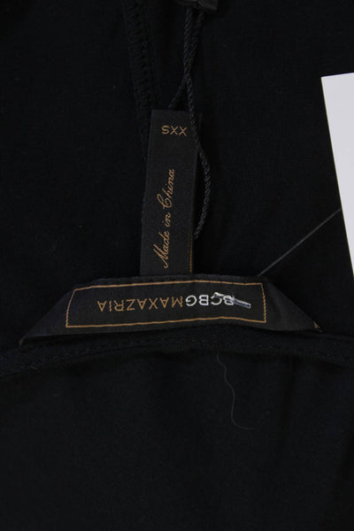 BCBGMAXAZRIA Womens Textured Rigid Open Front High Low Blouse Black Size 2XS