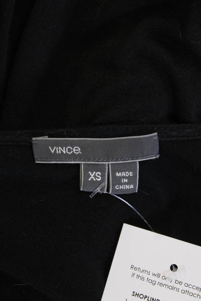 Vince Womens Textured V-neck Long Sleeve Casual Knit Top Black Size XS