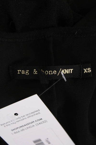 Rag & Bone Womens Long Sleeve Round Neck Sheer Casual Top Black Size XS