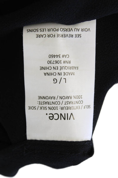 Vince Womens Cotton Sleeveless Round Neck Lined Sheer Tank Blouse Black Size L