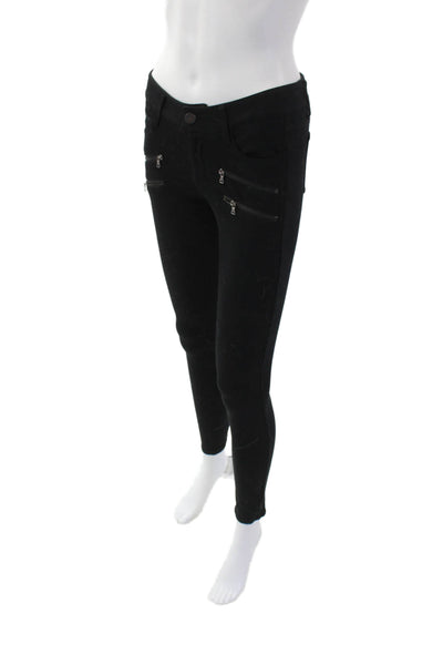 Paige Womens Cotton Zip Button Lined Skinny Leg Casual Pants Black Size EUR 26