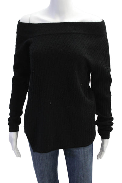 Bailey 44 Womens Long Sleeve One Shoulder Knit Sweater Black Wool Size Small