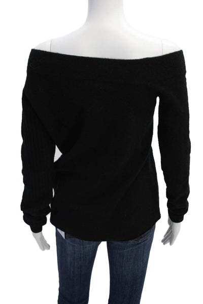 Bailey 44 Womens Long Sleeve One Shoulder Knit Sweater Black Wool Size Small