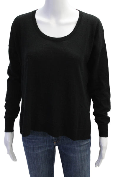 Madewell Womens Long Sleeve Scoop Neck Side Slit Sweater Black Wool Size XS