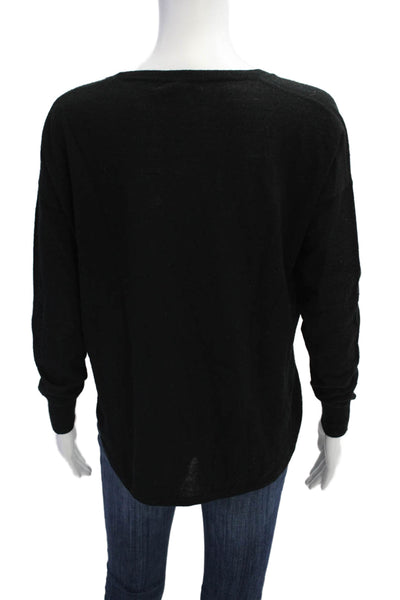 Madewell Womens Long Sleeve Scoop Neck Side Slit Sweater Black Wool Size XS