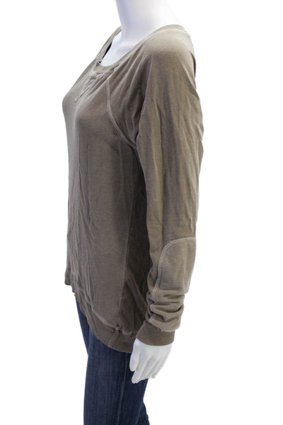 Feel The Piece Womens Long Sleeve Scoop Neck Sweatshirt Brown Cotton One Size